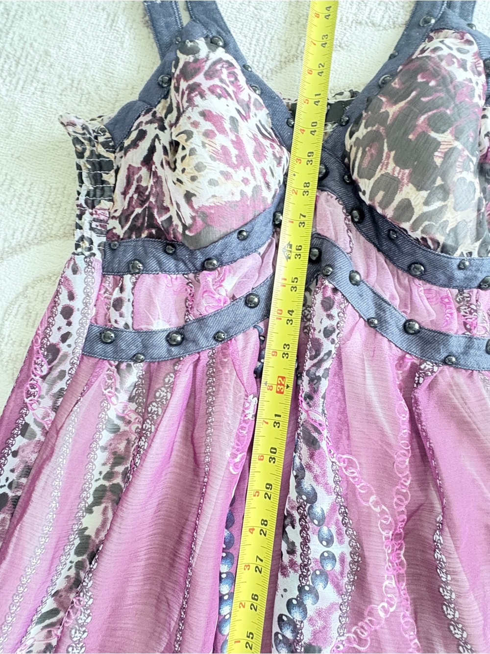 J&D Sheer Purple Multicolor Dress Leopard-Print Size XL-XXL Adjustable Strap - Picture 8 of 11